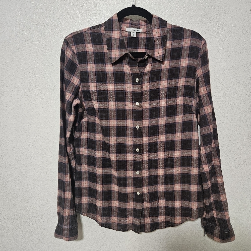 Standard James Perse button down plaid shirt size… - image 1